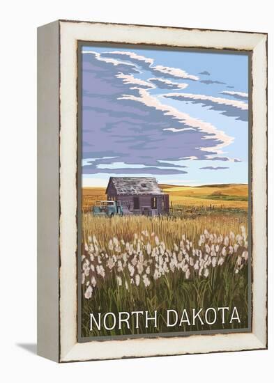 Nouth Dakota - Wheat Field and Shack-Lantern Press-Framed Stretched Canvas