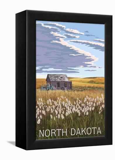 Nouth Dakota - Wheat Field and Shack-Lantern Press-Framed Stretched Canvas