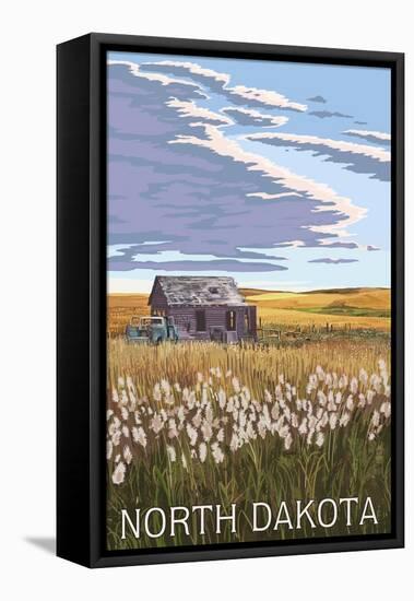 Nouth Dakota - Wheat Field and Shack-Lantern Press-Framed Stretched Canvas