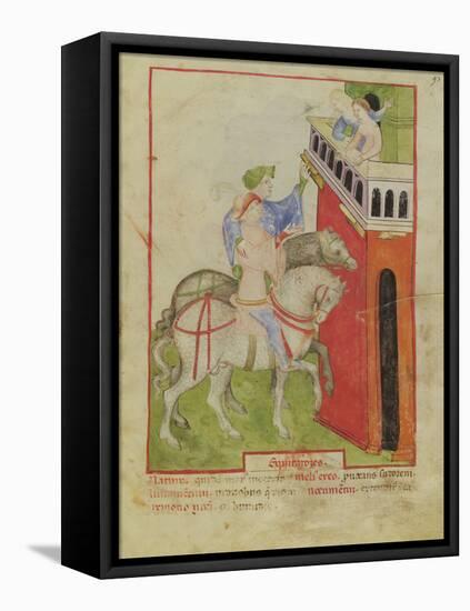 Nouv Acq Lat 1673 F.93 Horse Riding, from 'Tacuinum Sanitatis', C.1390-1400 (Vellum)-Italian School-Framed Premier Image Canvas