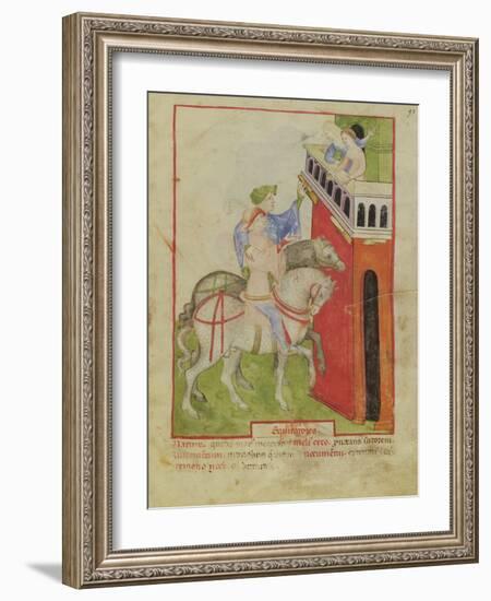 Nouv Acq Lat 1673 F.93 Horse Riding, from 'Tacuinum Sanitatis', C.1390-1400 (Vellum)-Italian School-Framed Giclee Print