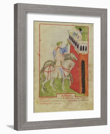 Nouv Acq Lat 1673 F.93 Horse Riding, from 'Tacuinum Sanitatis', C.1390-1400 (Vellum)-Italian School-Framed Giclee Print
