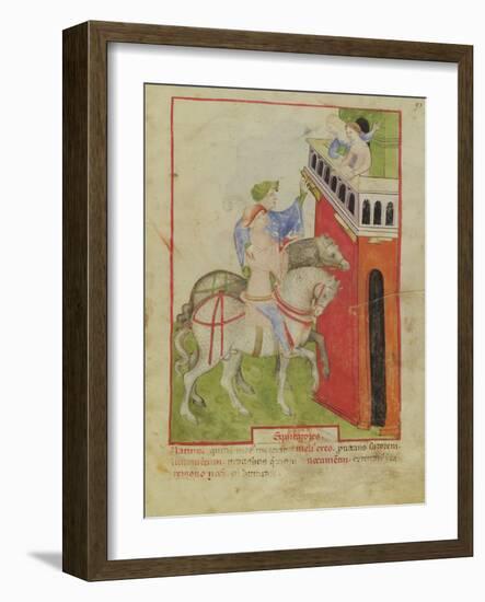 Nouv Acq Lat 1673 F.93 Horse Riding, from 'Tacuinum Sanitatis', C.1390-1400 (Vellum)-Italian School-Framed Giclee Print