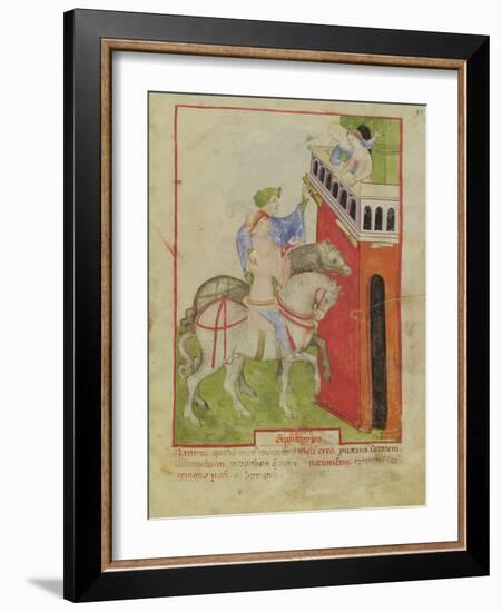 Nouv Acq Lat 1673 F.93 Horse Riding, from 'Tacuinum Sanitatis', C.1390-1400 (Vellum)-Italian School-Framed Giclee Print