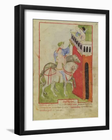 Nouv Acq Lat 1673 F.93 Horse Riding, from 'Tacuinum Sanitatis', C.1390-1400 (Vellum)-Italian School-Framed Giclee Print