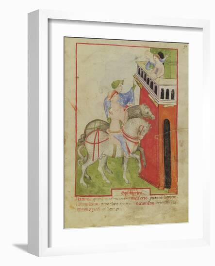 Nouv Acq Lat 1673 F.93 Horse Riding, from 'Tacuinum Sanitatis', C.1390-1400 (Vellum)-Italian School-Framed Giclee Print