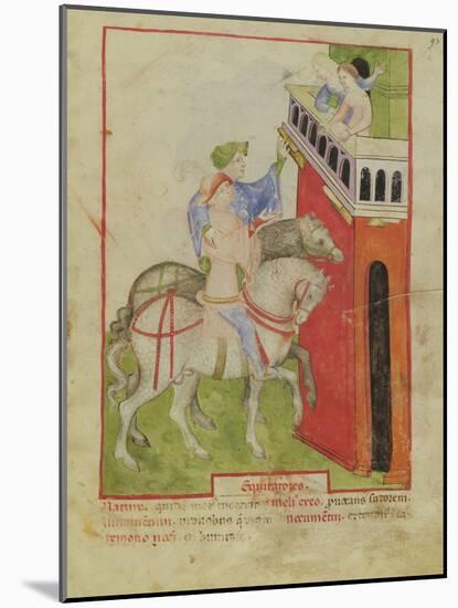 Nouv Acq Lat 1673 F.93 Horse Riding, from 'Tacuinum Sanitatis', C.1390-1400 (Vellum)-Italian School-Mounted Giclee Print