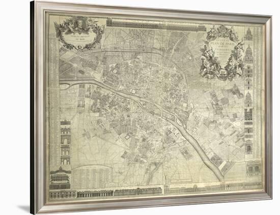 Nouveau Plan de Paris, 1728-J^ Delagrive-Framed Giclee Print