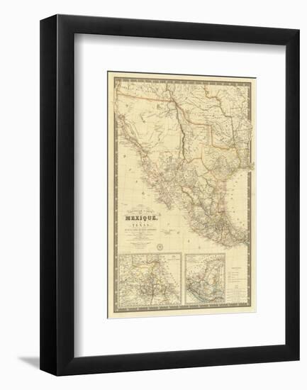 Nouvelle Carte du Mexique, Du Texas, c.1840-Adrien Hubert Brue-Framed Art Print