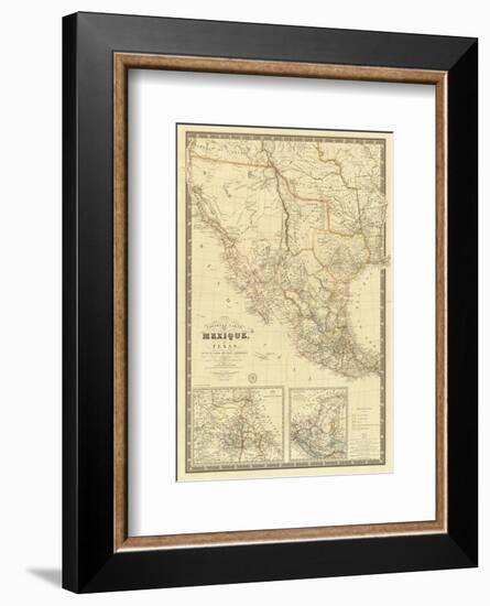 Nouvelle Carte du Mexique, Du Texas, c.1840-Adrien Hubert Brue-Framed Art Print