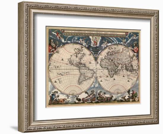 Nova et Accuratissima Totius Terrarum Orbis Tabula-Joan Blaeu-Framed Art Print