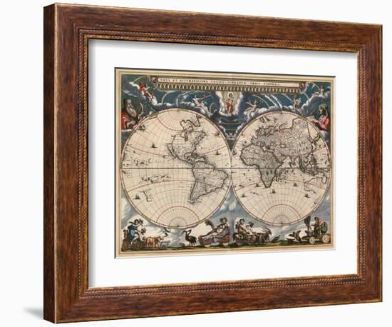 Nova et Accuratissima Totius Terrarum Orbis Tabula-Joan Blaeu-Framed Art Print