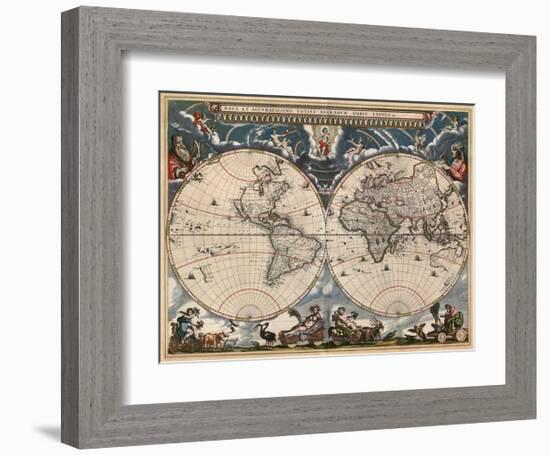 Nova et Accuratissima Totius Terrarum Orbis Tabula-Joan Blaeu-Framed Art Print