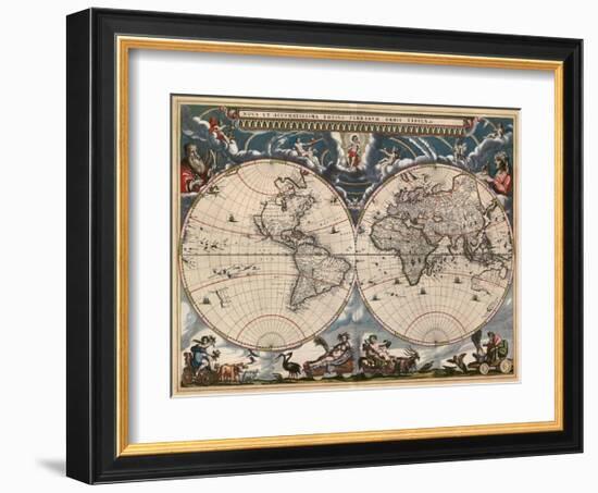 Nova et Accuratissima Totius Terrarum Orbis Tabula-Joan Blaeu-Framed Art Print