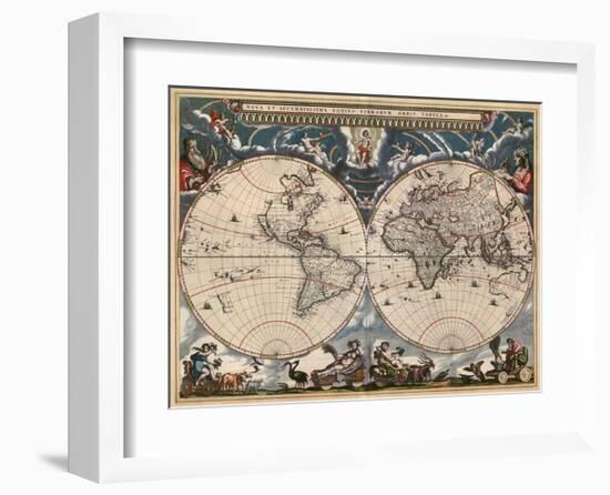 Nova et Accuratissima Totius Terrarum Orbis Tabula-Joan Blaeu-Framed Art Print