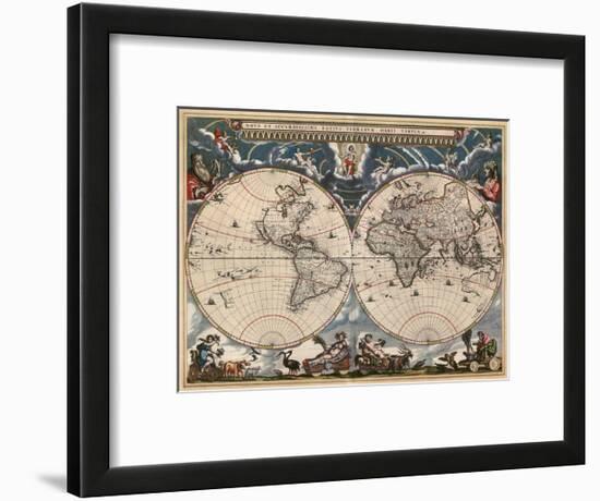 Nova et Accuratissima Totius Terrarum Orbis Tabula-Joan Blaeu-Framed Art Print