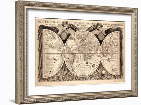 Nova orbis terrarum, from 'Tabulae Rudolphinae' by Johannes Kepler, 1627-30-German School-Framed Giclee Print