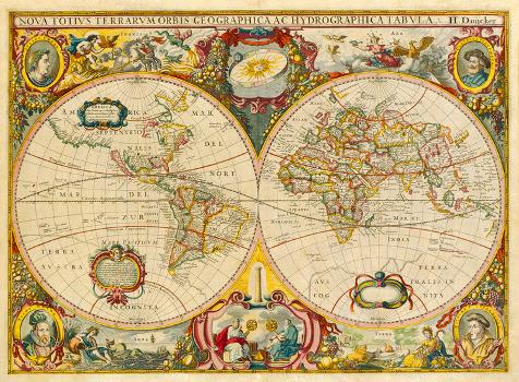 Nova Totius Terrarum Orbis Geographica ac Hydrographica Tabula, c1690'  Premium Giclee Print - Hendrick Doncker | Art.com