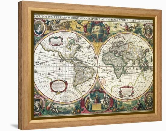 Nova Totius Terrarum Orbis Geographica Ac Hydrographica Tabula-Henricus Hondius-Framed Premier Image Canvas