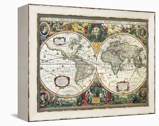 Nova Totius Terrarum Orbis Geographica Ac Hydrographica Tabula-Henricus Hondius-Framed Premier Image Canvas