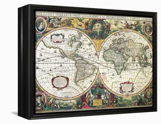 Nova Totius Terrarum Orbis Geographica Ac Hydrographica Tabula-Henricus Hondius-Framed Premier Image Canvas