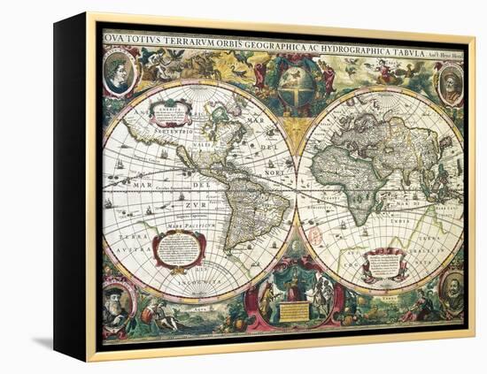 Nova Totius Terrarum Orbis Geographica Ac Hydrographica Tabula-Henricus Hondius-Framed Premier Image Canvas