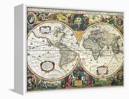 Nova Totius Terrarum Orbis Geographica Ac Hydrographica Tabula-Henricus Hondius-Framed Premier Image Canvas