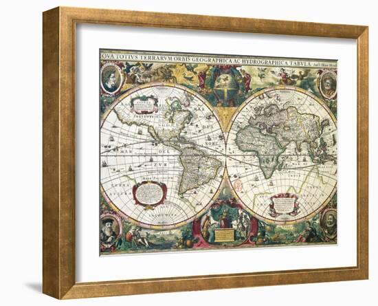 Nova Totius Terrarum Orbis Geographica Ac Hydrographica Tabula-Henricus Hondius-Framed Giclee Print