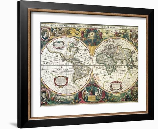 Nova Totius Terrarum Orbis Geographica Ac Hydrographica Tabula-Henricus Hondius-Framed Giclee Print