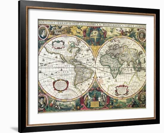 Nova Totius Terrarum Orbis Geographica Ac Hydrographica Tabula-Henricus Hondius-Framed Giclee Print