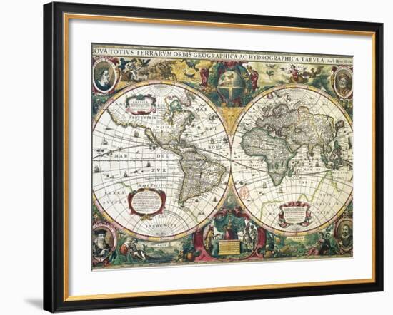 Nova Totius Terrarum Orbis Geographica Ac Hydrographica Tabula-Henricus Hondius-Framed Giclee Print