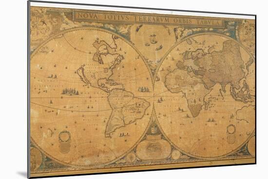 'Nova Totius Terrarum Orbis Tabula' (World Map) C.1655-58-Joan Blaeu-Mounted Giclee Print