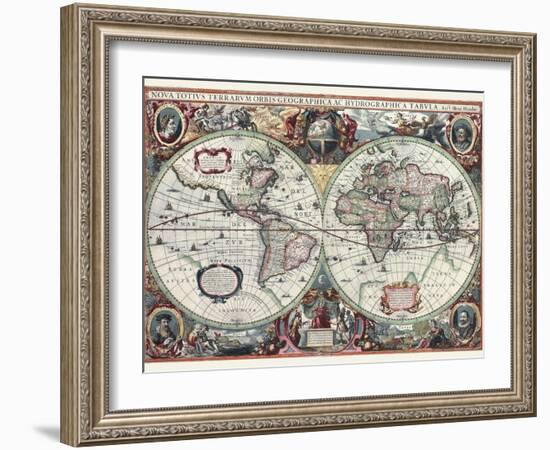 Nova Totius Terrarum Orbis Tabula-Hendrik Hondius-Framed Art Print