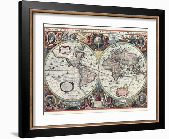 Nova Totius Terrarum Orbis Tabula-Hendrik Hondius-Framed Art Print