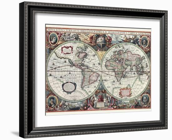 Nova Totius Terrarum Orbis Tabula-Hendrik Hondius-Framed Art Print