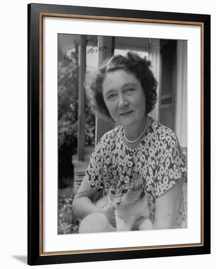 Novelist Marjorie K. Rawlings Holding Her Cat-Nina Leen-Framed Premium Photographic Print