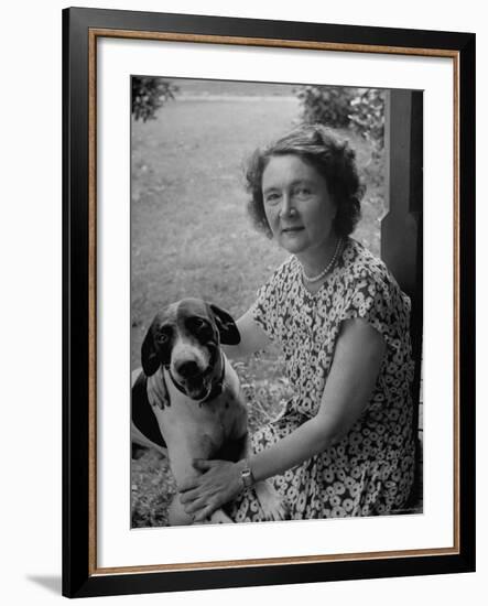 Novelist Marjorie K. Rawlings Petting Her Dog-Nina Leen-Framed Premium Photographic Print