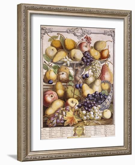 November 1732, Showing Seasonal Apples, Pears, Grapes Etc, 1732-Pieter Casteels-Framed Giclee Print