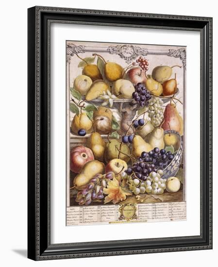 November 1732, Showing Seasonal Apples, Pears, Grapes Etc, 1732-Pieter Casteels-Framed Giclee Print