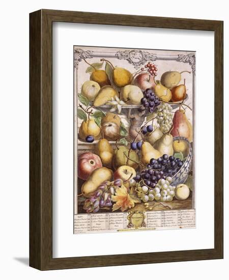 November 1732, Showing Seasonal Apples, Pears, Grapes Etc, 1732-Pieter Casteels-Framed Giclee Print
