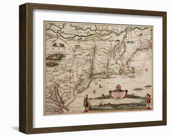 Novi Belgi Novaeque Angliae [New Netherland and New England], 1682-Nicolaes the Younger Visscher-Framed Premium Giclee Print