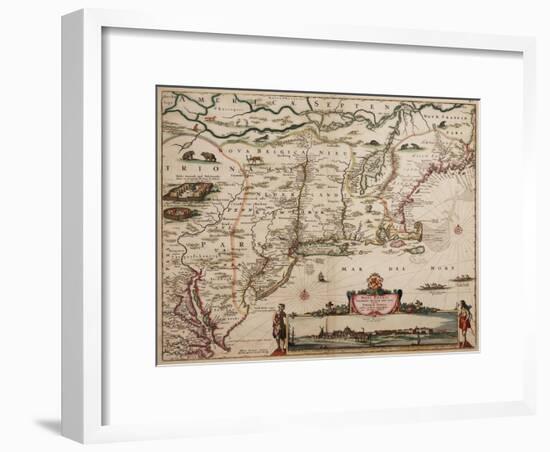 Novi Belgi Novaeque Angliae [New Netherland and New England], 1682-Nicolaes the Younger Visscher-Framed Premium Giclee Print