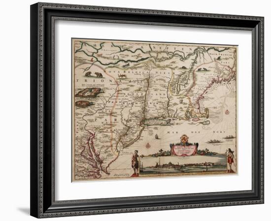 Novi Belgi Novaeque Angliae [New Netherland and New England], 1682-Nicolaes the Younger Visscher-Framed Premium Giclee Print