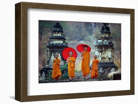 Novice Buddhist monks, Doi Kong Mu Temple, Mae Hong Son, northern Thailand, Southeast Asia-Alain Evrard-Framed Photographic Print