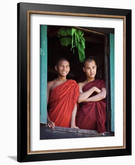 Novice Monk with Food Bowl and Utensils at Pathain Monastery, Sittwe, Burma, Myanmar-Nigel Pavitt-Framed Photographic Print