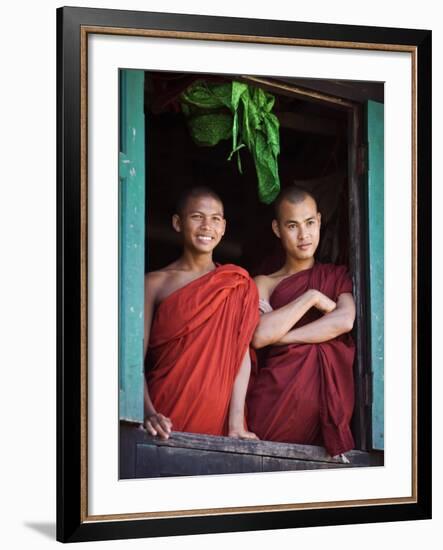 Novice Monk with Food Bowl and Utensils at Pathain Monastery, Sittwe, Burma, Myanmar-Nigel Pavitt-Framed Photographic Print