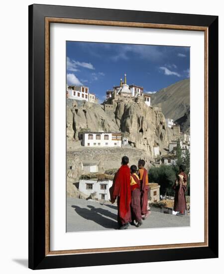Novice Monks Walk from Village, Lamayuru Monastery, Ladakh, India-Tony Waltham-Framed Photographic Print