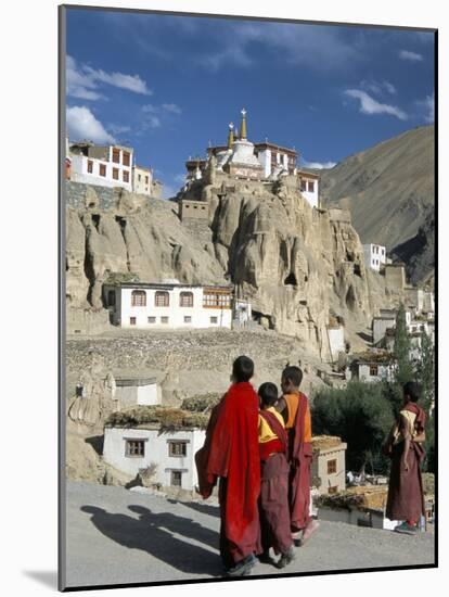 Novice Monks Walk from Village, Lamayuru Monastery, Ladakh, India-Tony Waltham-Mounted Photographic Print