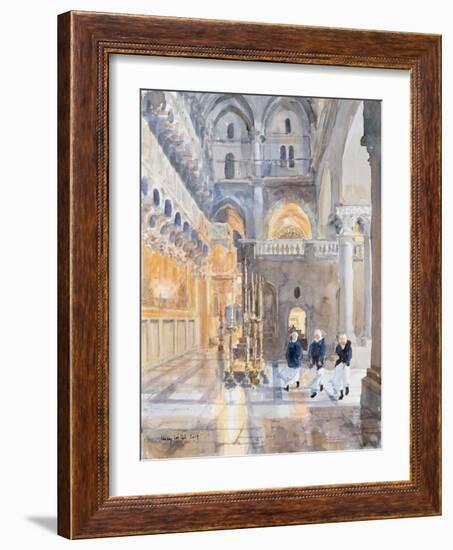 Novices at the Church of the Holy Sepulchre, Jerusalem, 2019 (W/C on Paper)-Lucy Willis-Framed Giclee Print