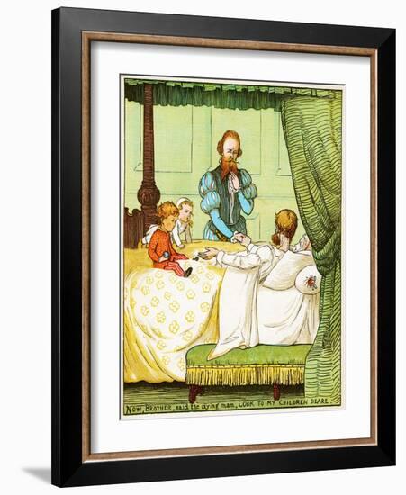 Now, Brother, Said the Dying Man, Look to My Children Deare , Illustration from Babes in the Wood,-Randolph Caldecott-Framed Giclee Print